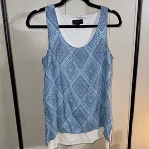 AB Studio Light Blue Geometric Tank Top